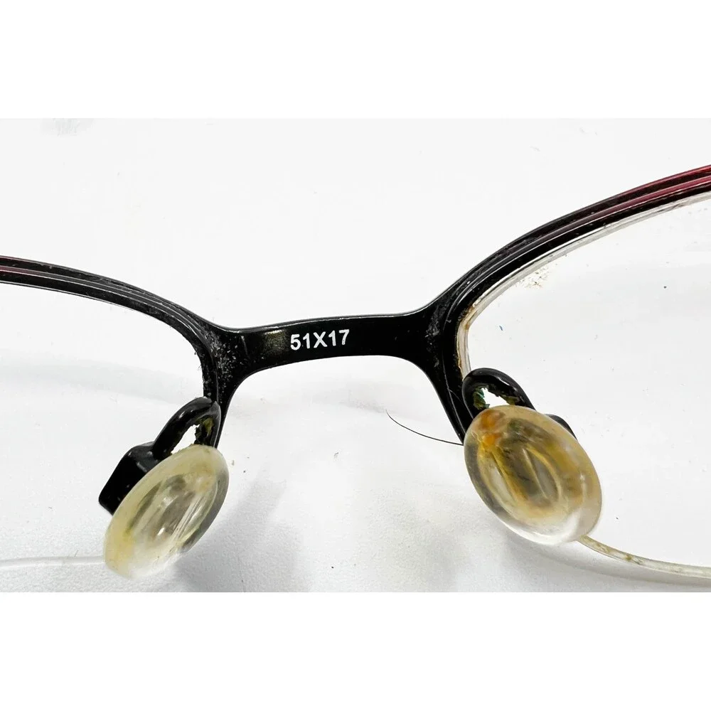 aJ 158 Eyeglasses Frames Womens Red Half Rim Oval 51-17-135